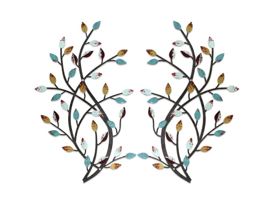 Metal Leaf Wall Decor Vine Branch Art for Bedroom Living Room Hallway Home
