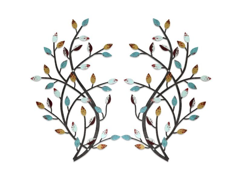 Metal Leaf Wall Decor Vine Branch Art for Bedroom Living Room Hallway Home image number 0