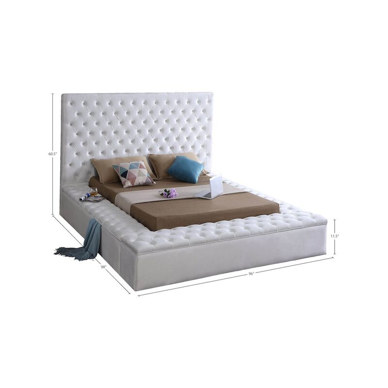 Meridian Furniture Bliss White Velvet King Bed