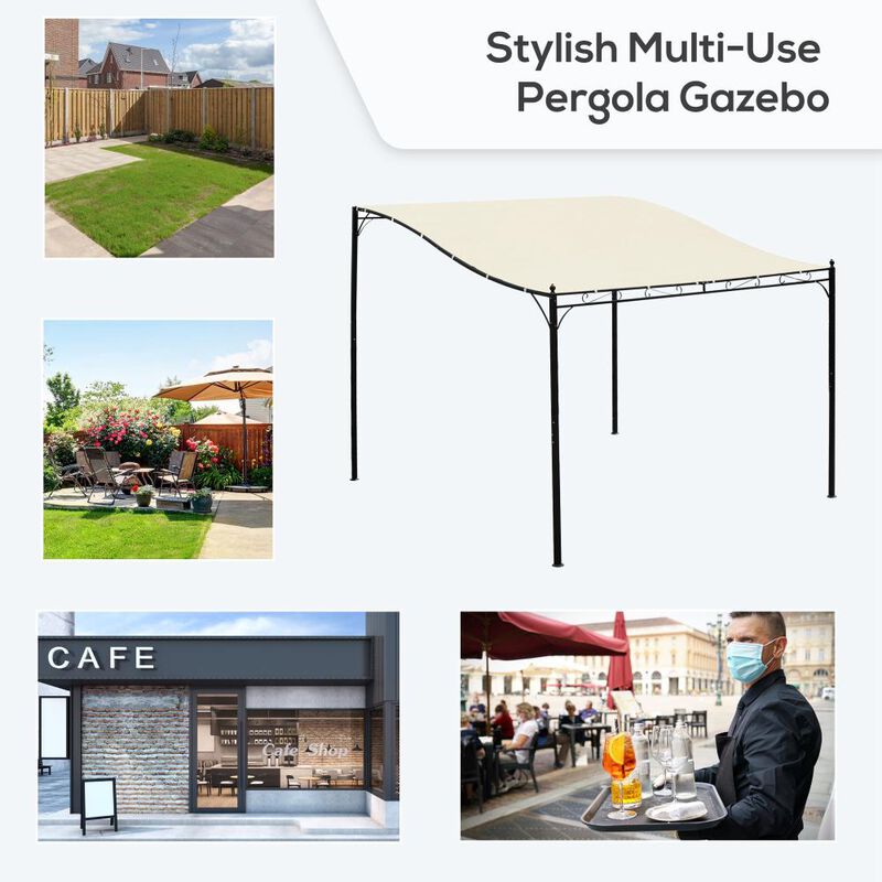 Hivvago 10x10 Steel Frame Pergola with Canopy Shelter image number 3