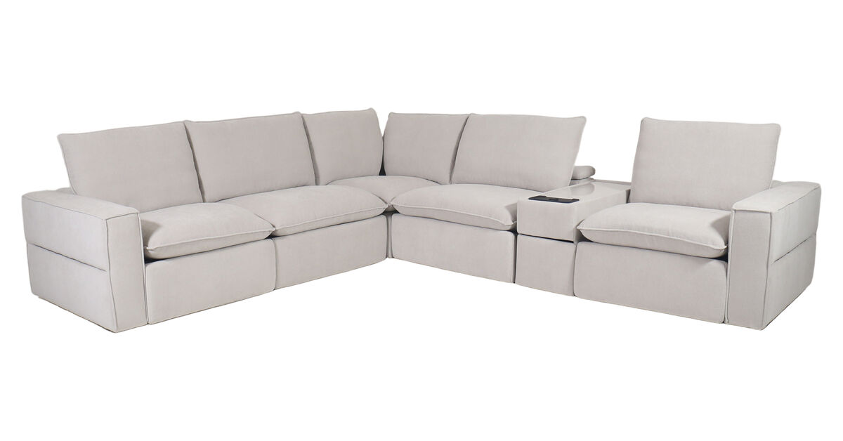 Warner Power Motion Sectional with Console in Sand
