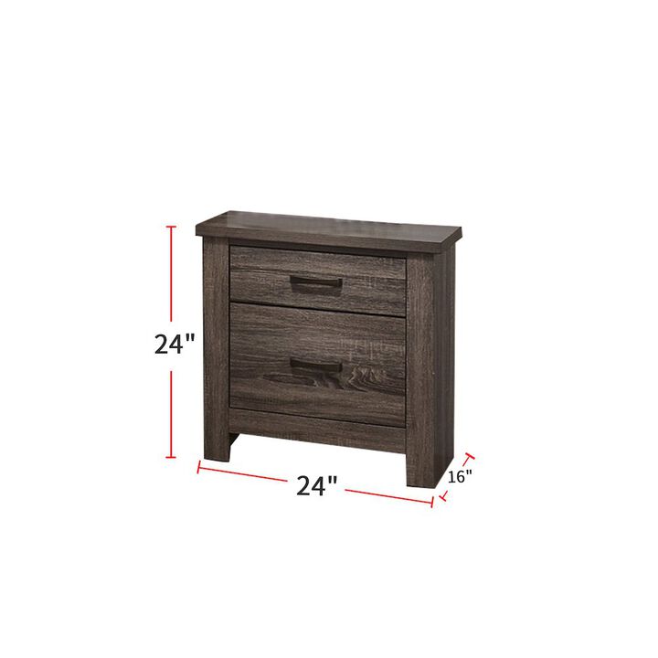 Simple Relax Avenue 2-Drawer Wood Nightstand in Weathered Grey Finish