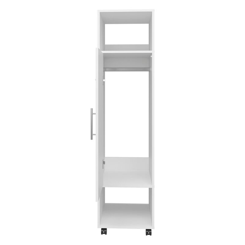Ambler Armoire with 1 Door, 3 Shelves, and Full-Length Mirror, White