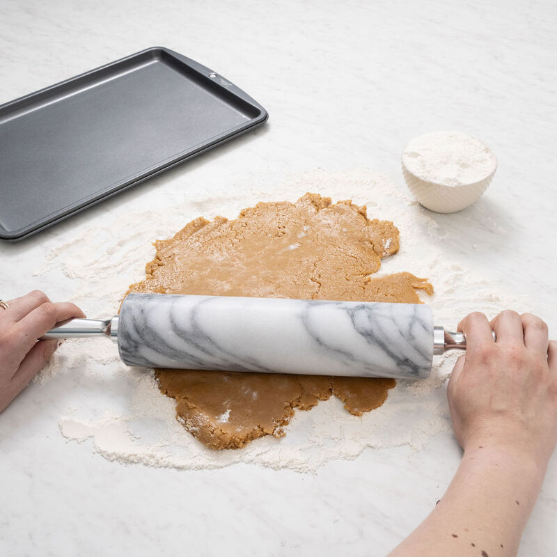 Saboga Home&trade; Marble Rolling Pin with Aluminum Handles image number 2