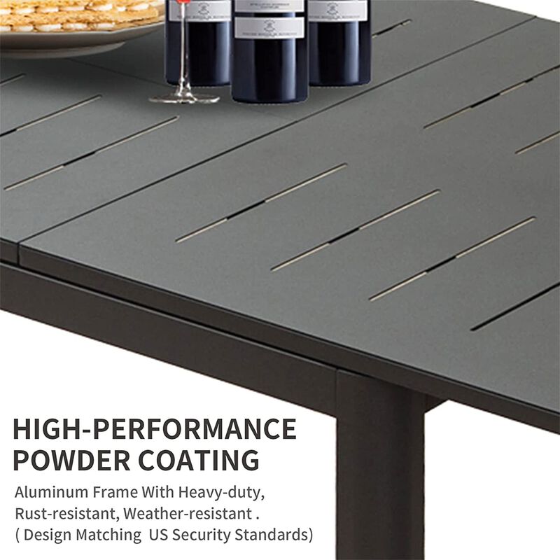 CLIHOME Outdoor Patio Expandable 65"-95" Dining Table,Metal Aluminum 6-8 Person Rectangular Table image number 4