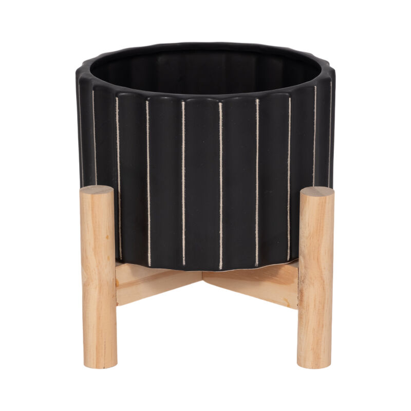 6" Ceramic Fluted Planter W/ image number 3