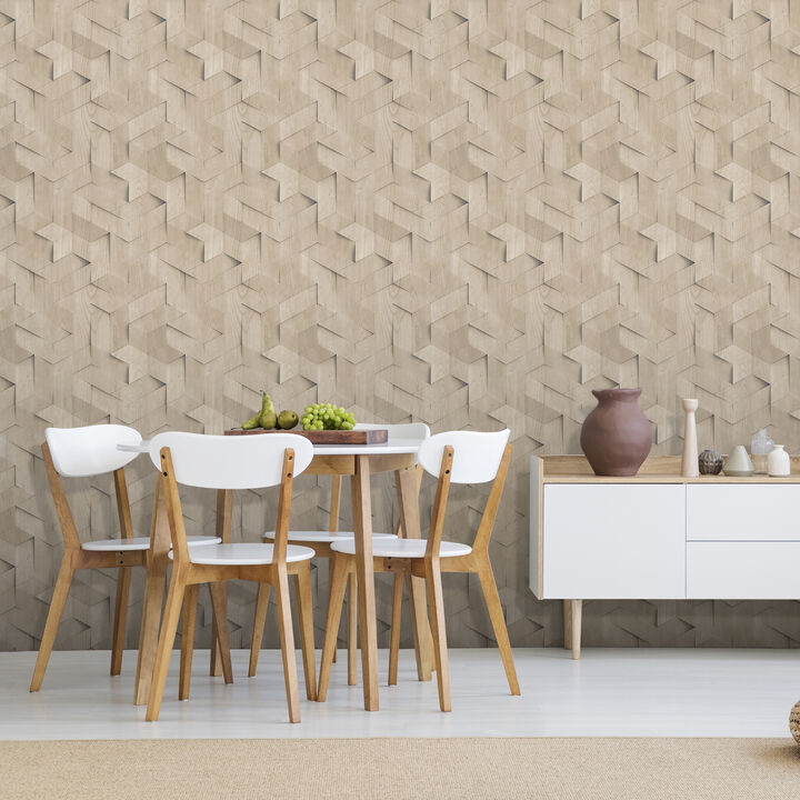 Woodblock Geometric Illusion Wallpaper
