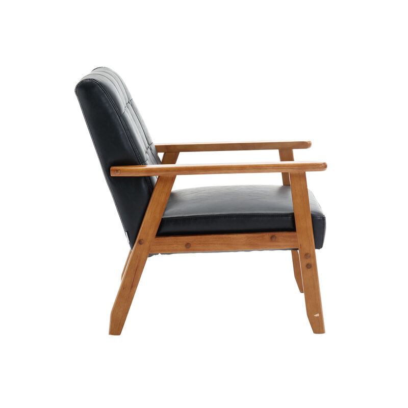 Leisure Chair with Solid Wood Armrest and Feet, Mid-Century Modern Accent chair, for Living Room Bedroom Studio chair