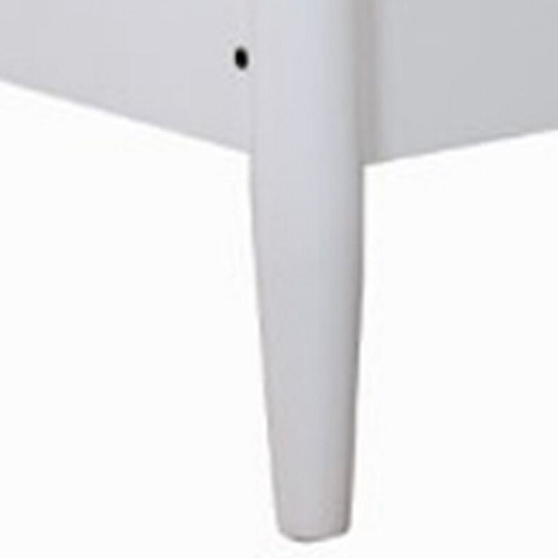 Wooden Eastern King Size Bed with Panel Headboard, White