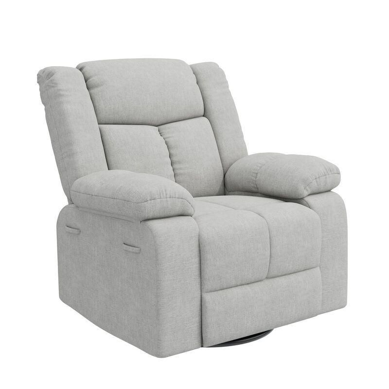 ProLounger Swivel Glider Recliner in Gray Velvet with Pillow Top Arms