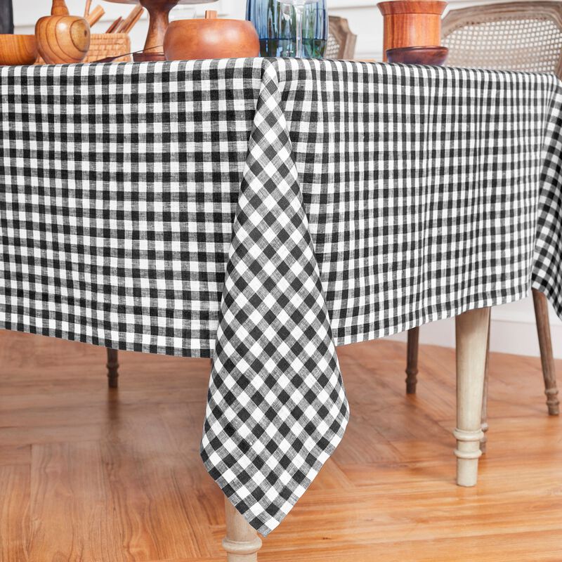 Solino Home 100% Pure Linen Tablecloth - Gingham Check