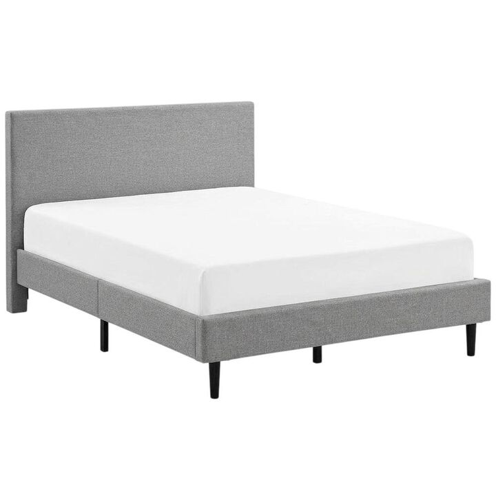 Fabric Queen Bed with Platform Design and Plush Upholstery