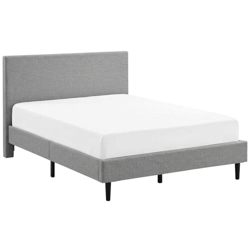 Fabric Queen Bed with Platform Design and Plush Upholstery image number 1