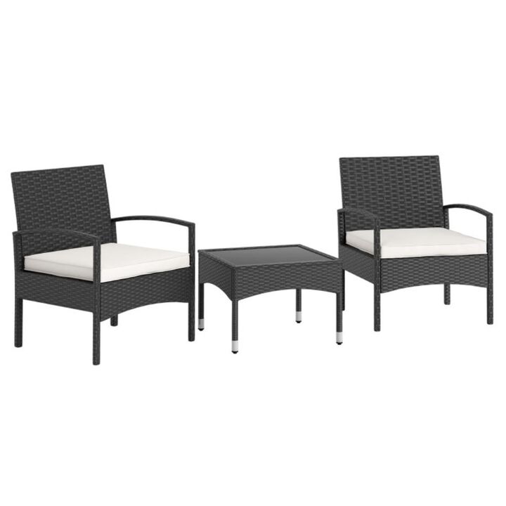 Hivvago 3-Piece Patio Furniture Set Rattan Bistro Chairs with Table