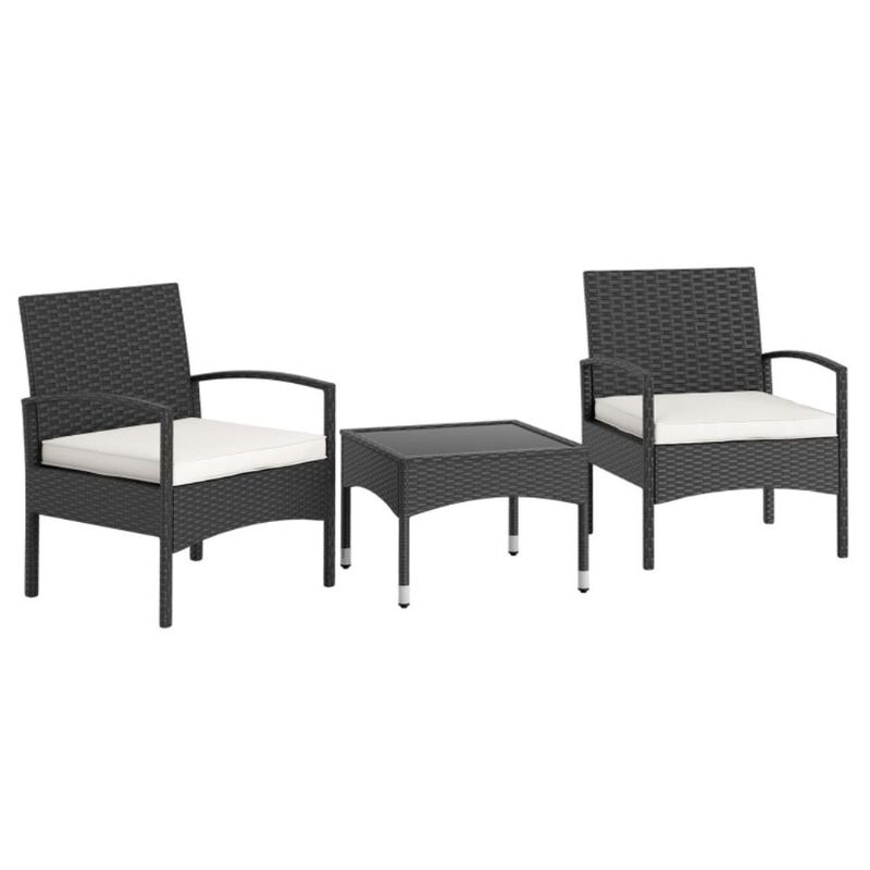 Hivvago 3-Piece Patio Furniture Set Rattan Bistro Chairs with Table image number 0