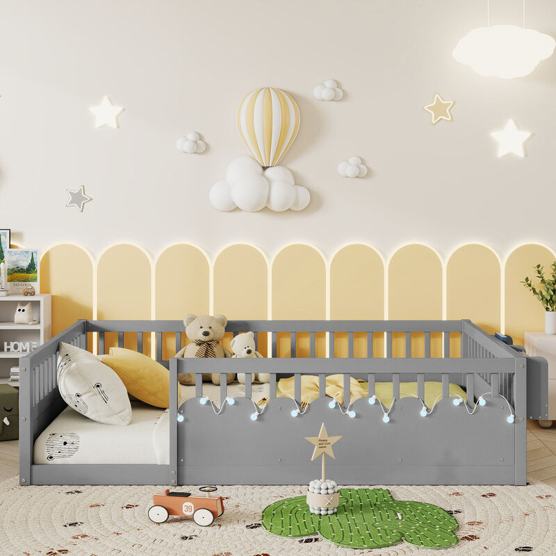 Vimnus Wooden Montessori Kids Toddler Floor Bed image number 2