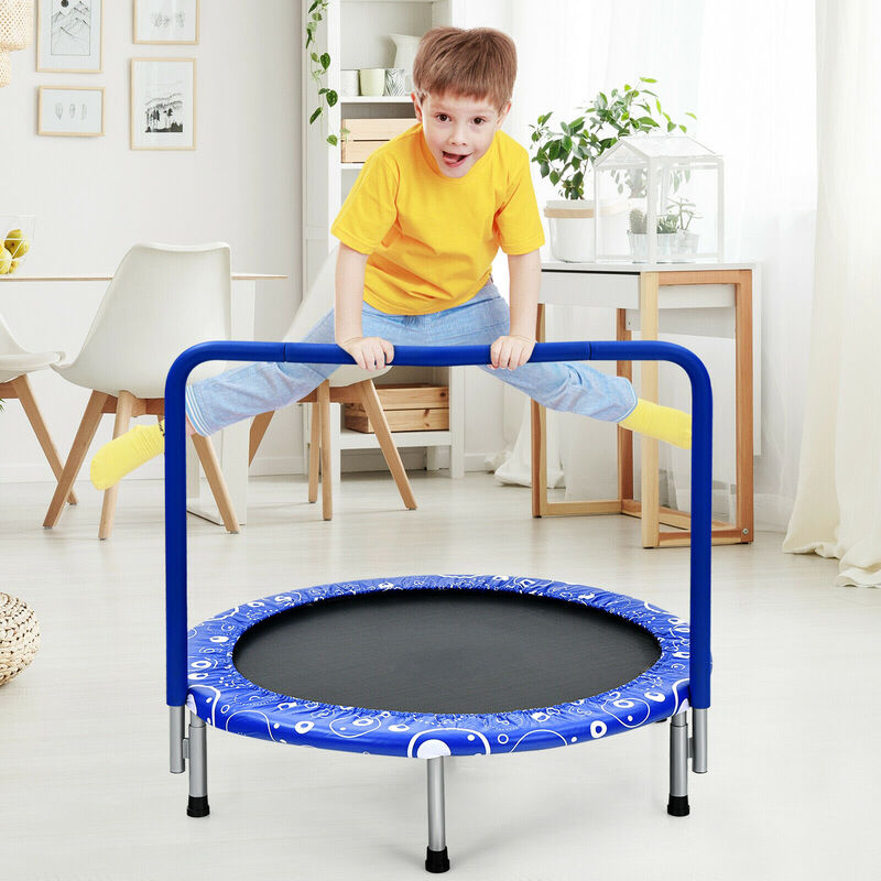 Kids Rebounder Trampoline with Covered Safety Handrail for Exercise and Play image number 3