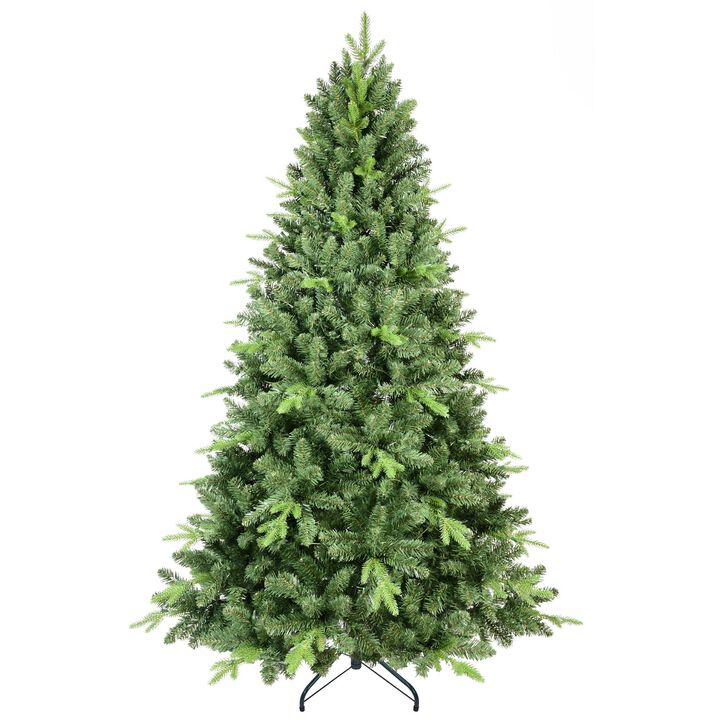 7.5 ft. Classic Christmas Tree with 2155 Tips PE PVC Hinged Branches Metal Stand Full Natural Look