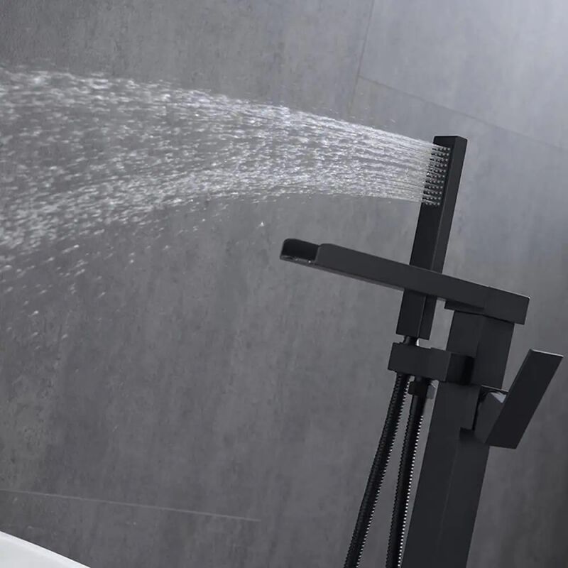 1-Handle Freestanding Bathtub Faucet With Hand Shower, Matte Black