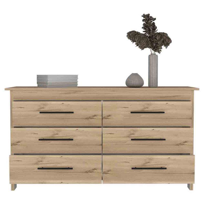 6 Drawer Double Dresser Wezz, Bedroom, Light Oak / White