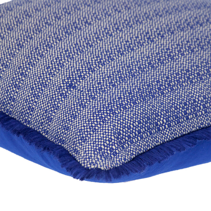 HomeRoots 24" Blue and White Striped Cotton Throw Pillow With Fringe image number 3