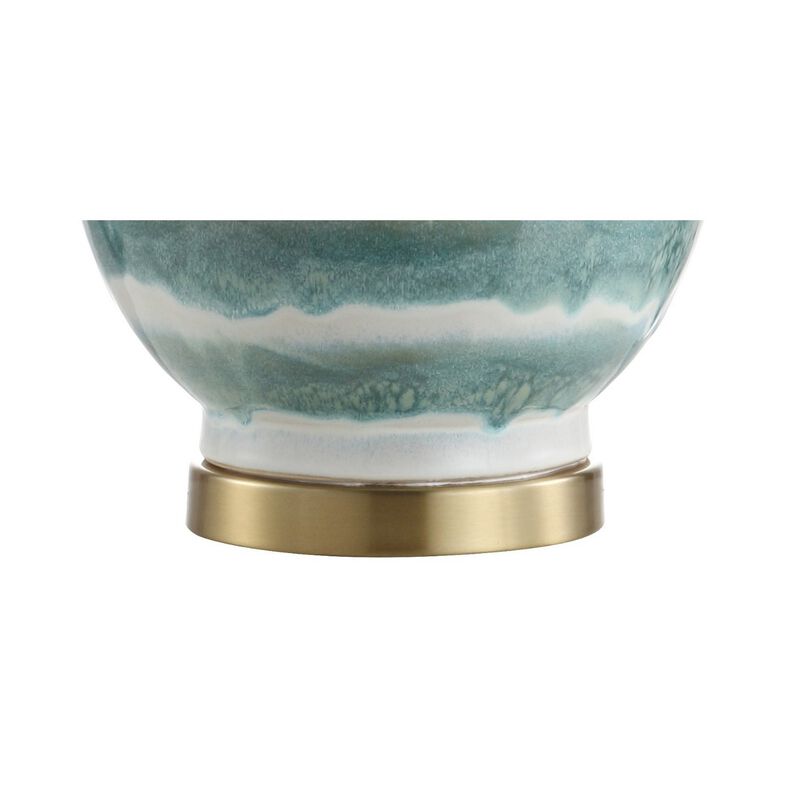 Tucker Striped Ceramicmetal LED Table Lamp