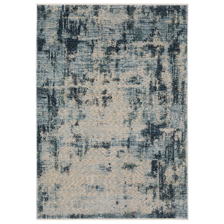 HomeRoots Abstract Distressed Area Rug With Fringe