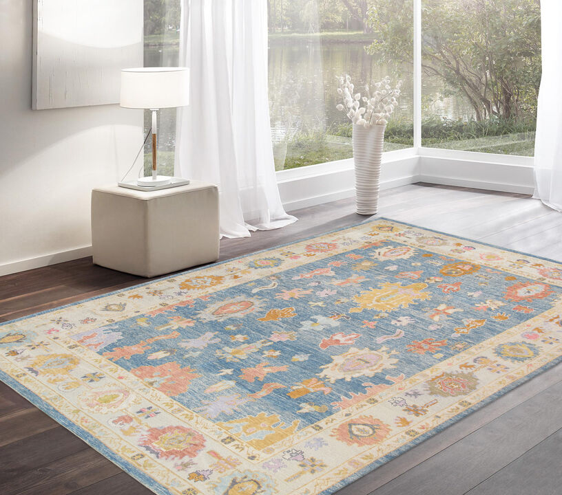 Pasargad Home Oushak Hand-Knotted Wool Area Rug- 9'10" X 13' 1"