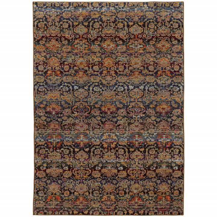 3 X 5 Multi And Blue Abstract Power Loom Stain Resistant Area Rug