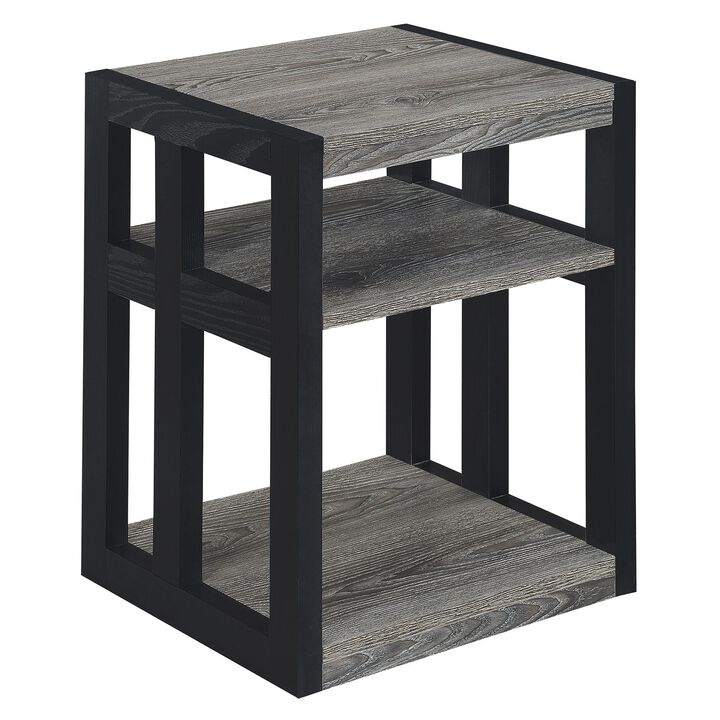 Convenience Concepts Monterey End Table with Shelves, Weathered Gray/Black