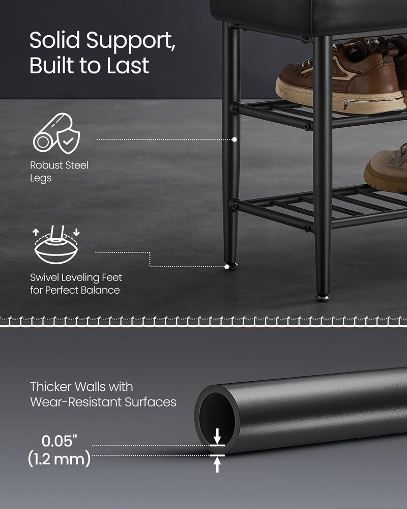 Shoe Bench with Metal Shelves: Stylish and Functional Storage for Organized Entryways image number 4