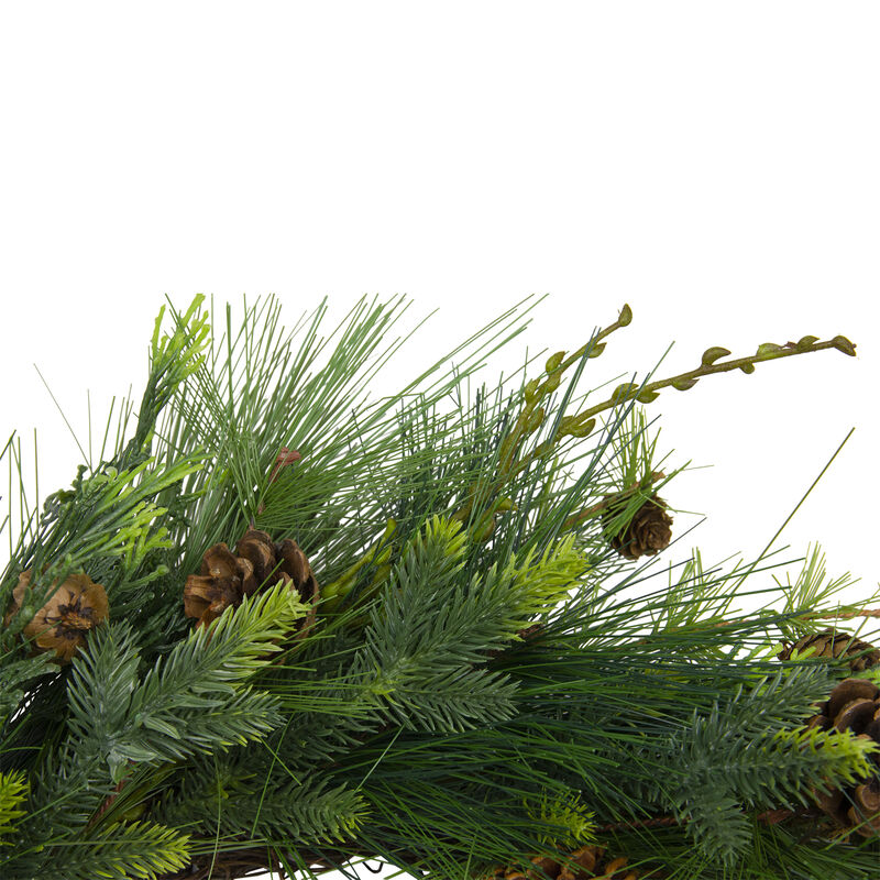 28" Long Needle and Pine Cones Artificial Christmas Wreath - Unlit