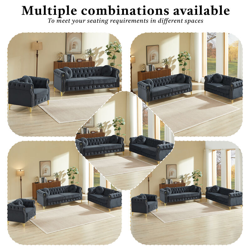 Wapces 82-Inch Velvet Chesterfield sofa image number 4