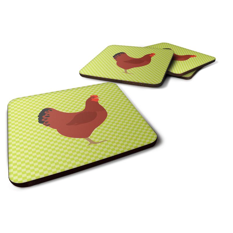Caroline's Treasures New Hampshire Red Chicken Green Decorative coasters, 3.5, Multicolor