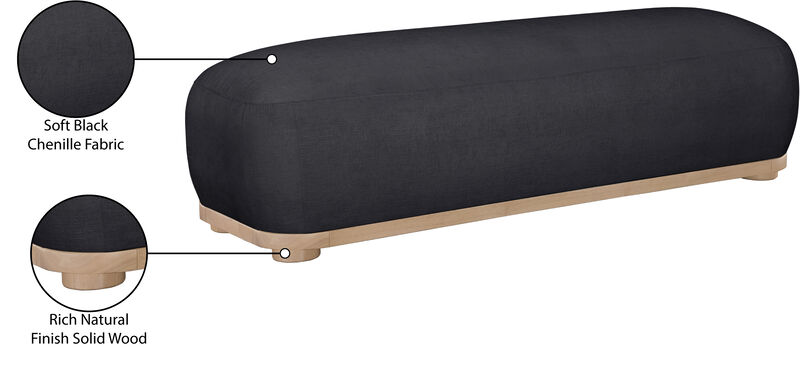 Meridian Furniture Calum Black Chenille Fabric Bench