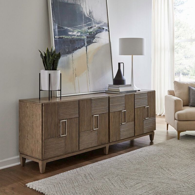 Liberty Furniture Serenity 82 Inch Accent TV Console for Living Room  - Burnished Beige image number 7