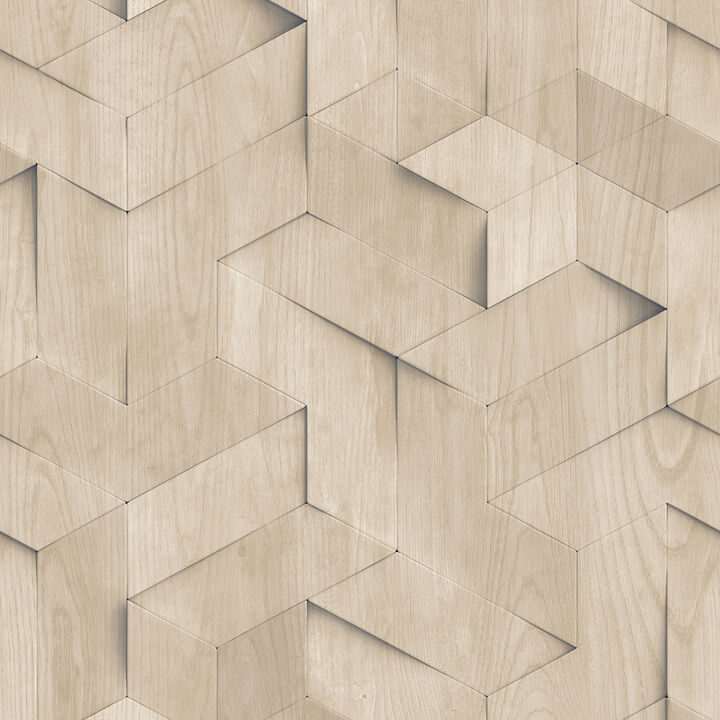 Woodblock Geometric Illusion Wallpaper