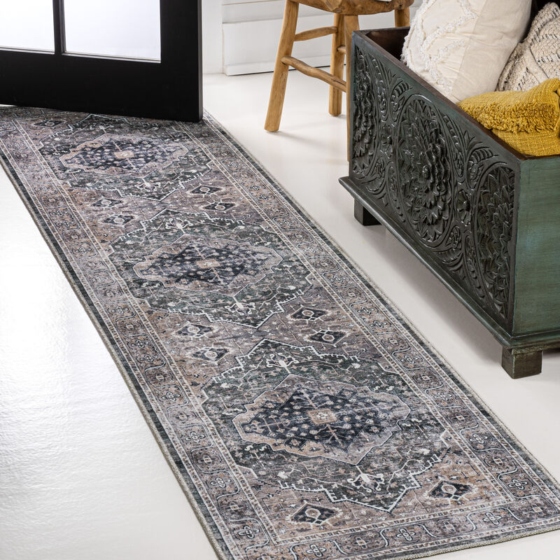 Alacati Ogee Medallion Washable Indoor/Outdoor Area Rug