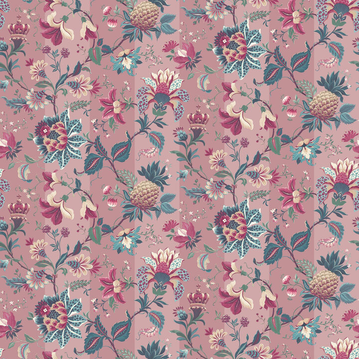 Cornelia Pink Floral Stripe Wallpaper