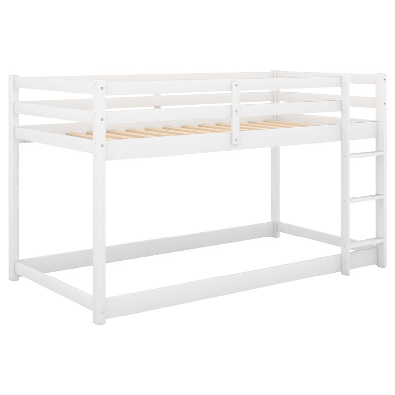Whisen Twin over Twin Floor Bunk Bed with Ladder