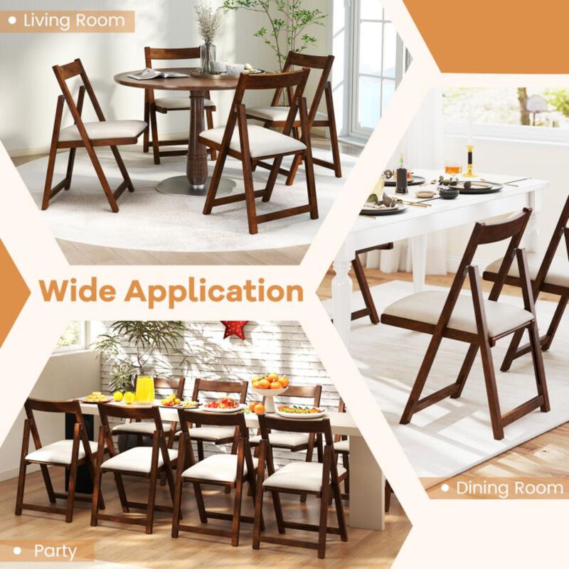 Hivvago Folding Upholstered Dining Chair Set of 4 with Curved Backrest