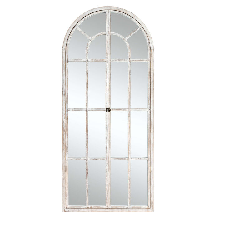 HomeRoots 71" White Solid Wood Arch Framed Full Length Mirror