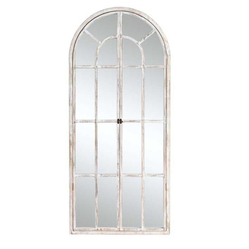HomeRoots 71" White Solid Wood Arch Framed Full Length Mirror image number 0