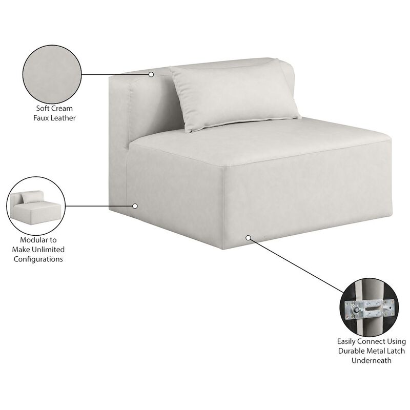 Meridian Furniture Cube Cream Vegan Leather Armless Chair