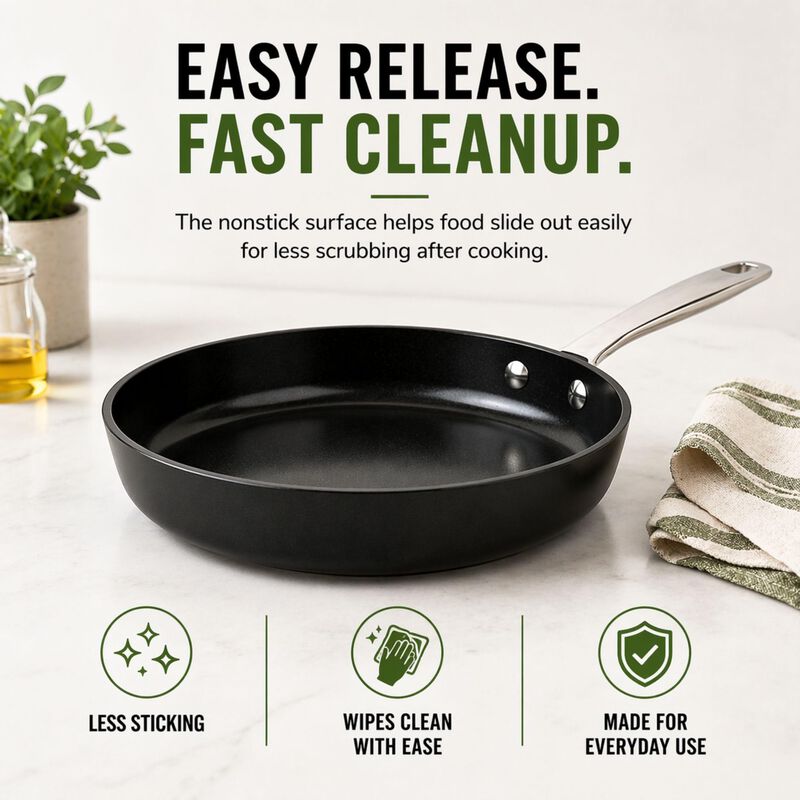 Alva Maestro Nonstick Ceramic Frying Pan - Easy to Clean, Oven Safe and Made without PFAS, PFOA & PTFE - Induction and All Stovetop Compatible with Even Heat Distribution image number 5