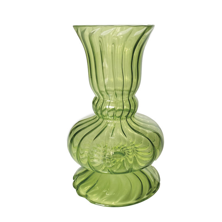 Green Embossed Artisan Glass Vase