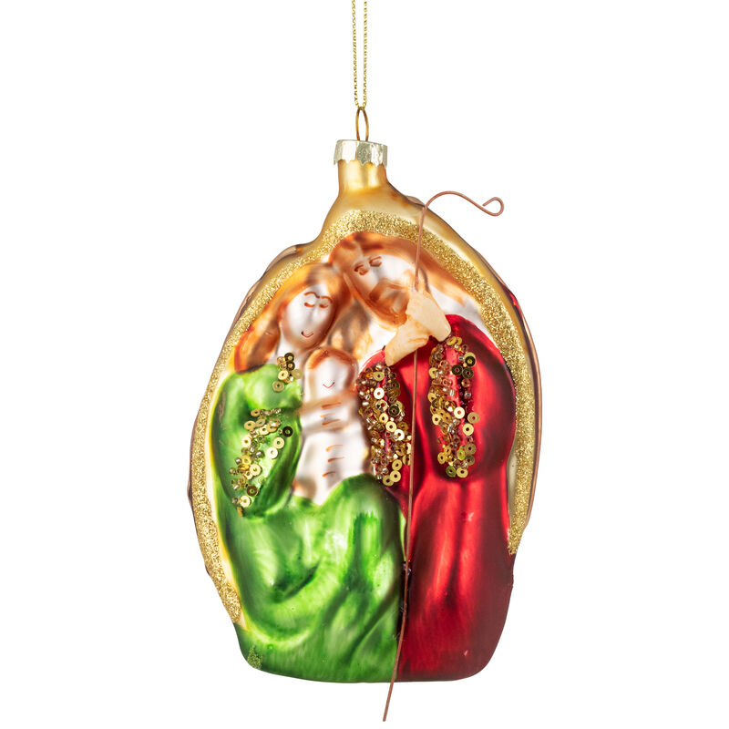 6" Religious Holy Family Glass Nativity Christmas Ornament image number 0