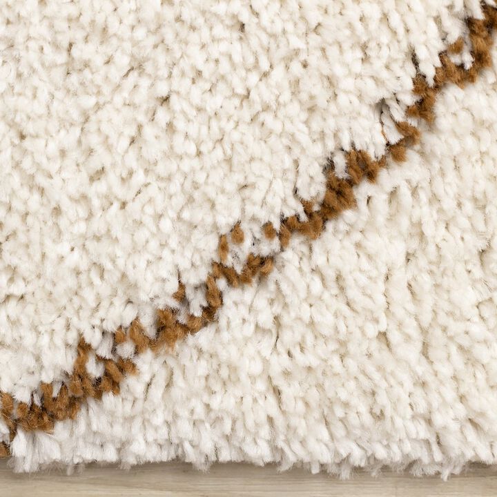 Novelle Home Madison Cream Brown Soft Arches Shag Rug, 5'3 x 7'7