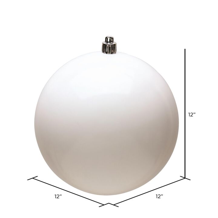 Vickerman 12" White Shiny Ball Ornament.