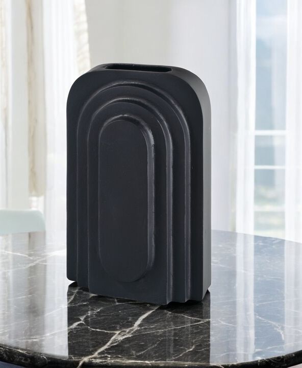 HomeRoots 12" Black Geometric Aluminum Table Vase